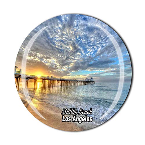 3D Malibu Strand Los Angeles USA Amerika Kühlschrank Magnet Souvenir Kristall Glas Magnet Tourist Reise Souvenir Sammlung Geschenk Magnetaufkleber Home Küche Dekoration von Wedare Magnet Souvenir