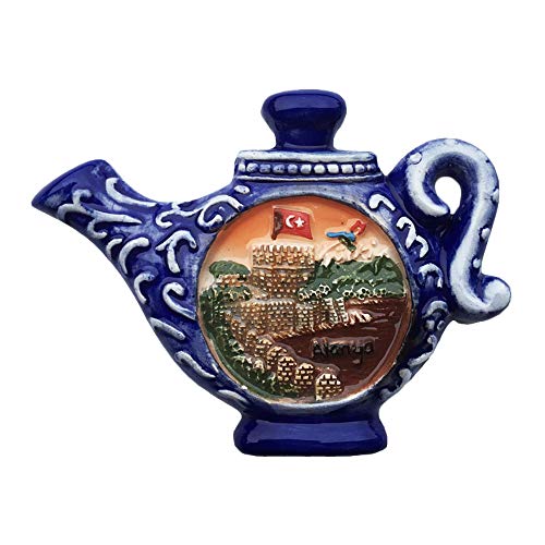 3D Teekanne Alanya Türkei Kühlschrank Kühlschrankmagnet Tourist Souvenirs Handgemachte Keramik Handwerk Magnetische Aufkleber Home Küche Dekoration Reise Geschenk von Wedare Magnet Souvenir