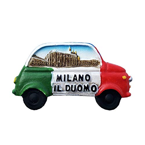Milan Italy 3D-Kühlschrankmagnet, Auto-Form, Souvenir, Geschenk, handgefertigt, Heim- und Küchendekoration, Mailänder Kühlschrank-Magnet-Kollektion von Wedare Magnet Souvenir