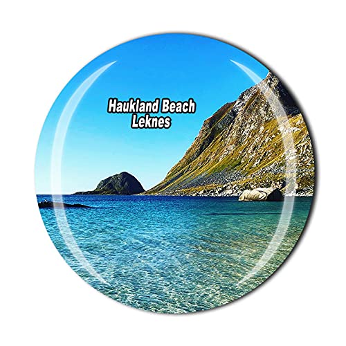 Norwegen 3D Haukland Beach Leknes Lofoten Islands Kühlschrankmagnet Souvenir Kristall Glas Magnet Reise Souvenir Sammlung Geschenk Home Küche Dekoration von Wedare Magnet Souvenir