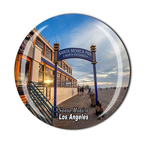Santa Monica Los Angeles 3D USA Amerika Kühlschrank Magnet Souvenir Kristall Glas Magnet Tourist Reise Souvenir Sammlung Geschenk Magnetaufkleber Home Küche Dekoration von Wedare Magnet Souvenir