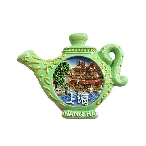 Shanghai China 3D-Teekannen-Kühlschrankmagnet, Kunstharz, Reise-Souvenirs, handgefertigt, Heim- und Küchendekoration, Shanghai-Kühlschrankmagnet, Sammlung, Geschenk von Wedare Magnet Souvenir