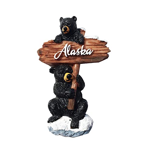 Alaska USA 3D Black Bear Straßenschild Kühlschrankmagnet Souvenir Geschenk Handgefertigt Haus & Küche Dekoration Alaska Kühlschrankmagnet Kollektion von Wedarego