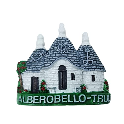 Alberobello Truli Italien 3D-Kühlschrankmagnet, Souvenir-Geschenk, Kunstharz, handgefertigt, Alberobello Kühlschrankmagnet, Heim- und Küchendekoration, Kollektion von Wedarego