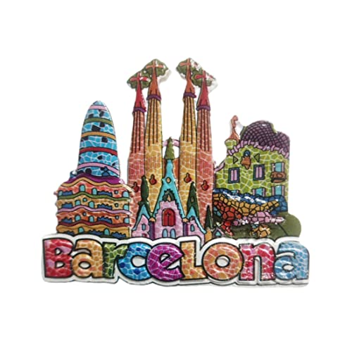 Barcelona Spanien 3D Mosaik Wahrzeichen Kühlschrank Magnet Souvenir Geschenk, Kunstharz Handmade Barcelona Kühlschrank Magnet Home & Kitchen Dekoration Collection von Wedarego
