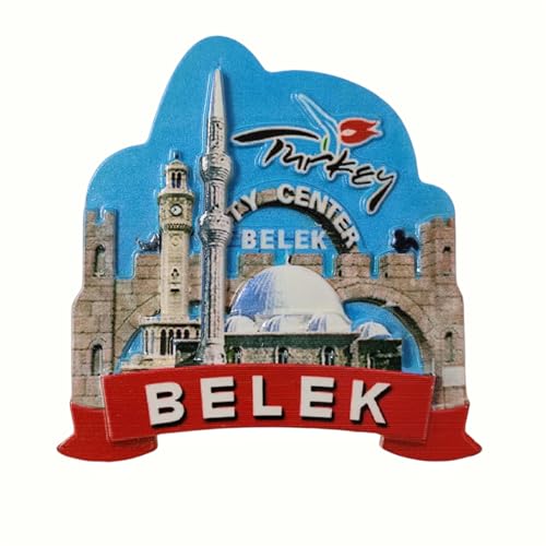 Belek 3D-Kühlschrankmagnet, Türkei, Souvenir, Geschenk, Kunstharz, handgefertigt, Belek-Kühlschrankmagnet, Dekoration für Zuhause und Küche von Wedarego