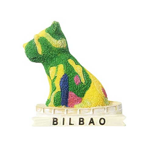 Bilbao Spanien 3D-Welpen-Skulptur, Kühlschrankmagnet, Souvenir, Geschenk, Kunstharz, handgefertigt, Bilbao-Kühlschrankmagnet, Heim- und Küchendekoration, Kollektion von Wedarego