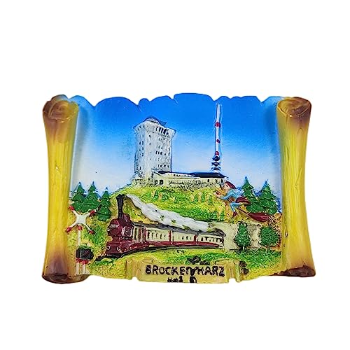 Brocken Harz Germany 3D-Kühlschrankmagnet, Souvenir-Geschenk, Kunstharz, handgefertigt, Brocken Harz Kühlschrankmagnet, Heim- und Küchendekoration, Kollektion von Wedarego