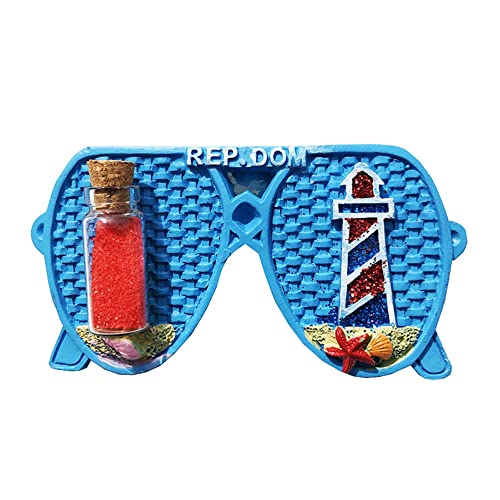 Dominica Rep.Dom 3D-Kühlschrankmagnet in Brillenform, Souvenir-Geschenk, handgefertigter Dominica-Kühlschrankmagnet aus Harz, Heim- und Küchendekorationskollektion von Wedarego