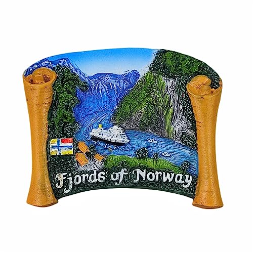 Fjords of Norway 3D-Kühlschrankmagnet, Souvenir, Geschenk, Kunstharz, handgefertigt, Norwegen, Kühlschrankmagnet, Heim- und Küchendekorationskollektion von Wedarego