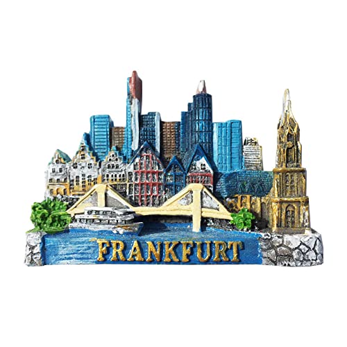 Kühlschrankmagnet, Motiv: Frankfurt, Deutschland, 3D-Landmark, Souvenir, Geschenk, handgefertigt, Dekoration für Zuhause und Küche, Frankfurt, Kühlschrankmagnet-Kollektion von Wedarego