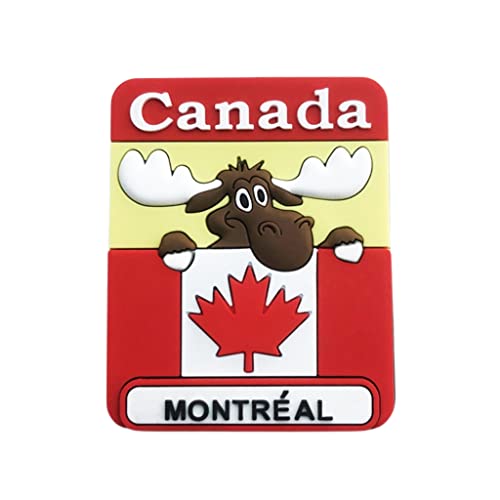 Montreal Kanada 3D-Flagge Elch Kühlschrankmagnet Souvenir Geschenk, PVC Handmade Montreal Kühlschrankmagnet Home & Kitchen Dekoration Collection von Wedarego