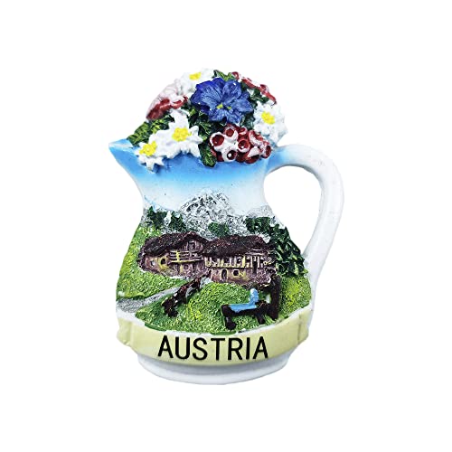 Österreichische 3D-Vase, Blumen, Kühlschrankmagnet, Souvenir, Geschenk, Kunstharz, handgefertigt, Österreich, Kühlschrankmagnet, Heim- und Küchendekoration von Wedarego