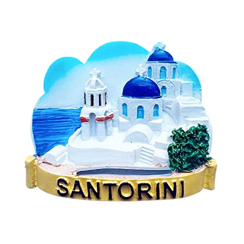 Santorini Griechenland 3D-Kühlschrankmagnet, Souvenir-Geschenk, Kunstharz, handgefertigt, Santorini-Kühlschrankmagnet, für Zuhause und Küche, Dekoration von Wedarego