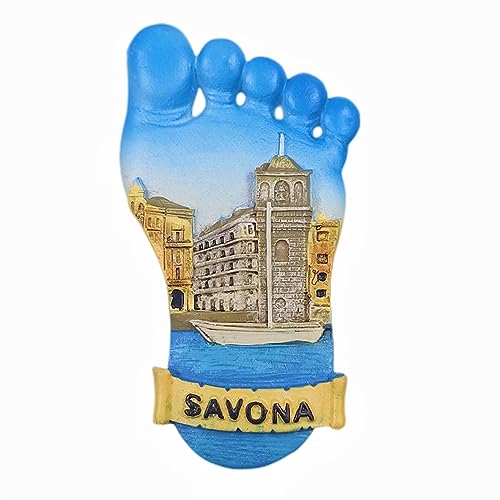 Savona Italy 3D-Kühlschrankmagnet, Souvenir, Geschenk, Kunstharz, handgefertigt, Savona-Kühlschrankmagnet, Heim- und Küchendekorationskollektion von Wedarego