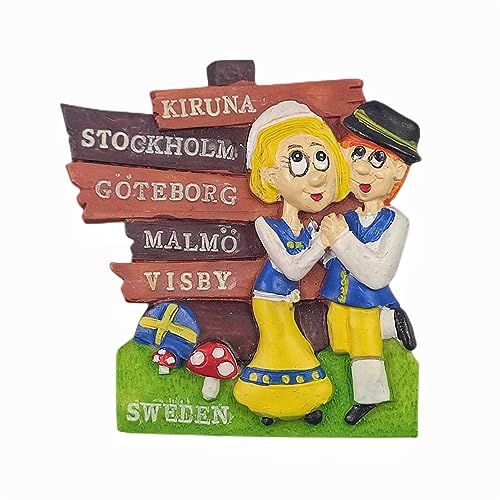 Schweden 3D-Straßenschild, Kühlschrankmagnet, Souvenir, Geschenk, Kunstharz, handgefertigt, Schweden-Kühlschrankmagnet, Heim- und Küchendekorationskollektion von Wedarego
