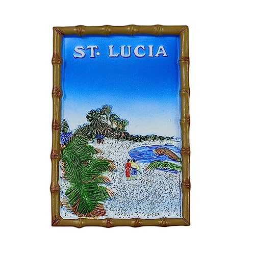 St. Lucia 3D-Kühlschrankmagnet, Souvenir-Geschenk, Kunstharz, handgefertigt, St. Lucia, Kühlschrankmagnet, für Zuhause und Küche, Dekoration von Wedarego