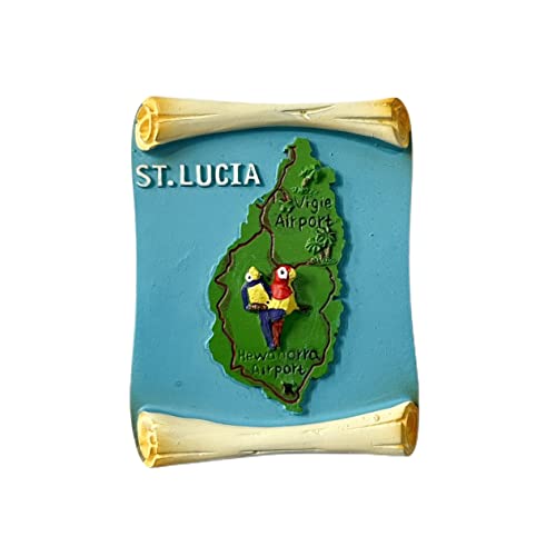 St. Lucia Kühlschrankmagnet, 3D-Karte, Souvenir-Geschenk, Kunstharz, handgefertigt, St. Lucia, Kühlschrankmagnet, für Zuhause und Küche, Dekoration von Wedarego