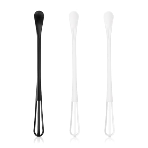 WeddHuis 2 in 1 Mini Schneebesen, 3 Stück, multifunktionaler Kleiner Schneebesen Kleiner Schneebesen Kleiner Rührballon Schneebesen Langer Griff Mini Löffel manuelles Schneebesen Werkzeug zum Mischen von WeddHuis