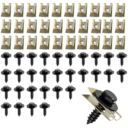 WeddHuis 60 STK Blechmutter Schraube Mutter Clip Kit 30 KFZ Karosserieschrauben 30 U Typ Kotflügelclip Blechmuttern Befestigung Clips Karosserie Klemmen Schnappmutter Set, Blechschrauben WeddHuis 60 STK Blechmutter Schraube Mutter Clip Kit 30 KFZ Karosserieschrauben 30 U Typ Kotflügelclip Blechmuttern Befestigung Clips Karosserie Klemmen Schnappmutter Set, Blechschrauben von WeddHuis