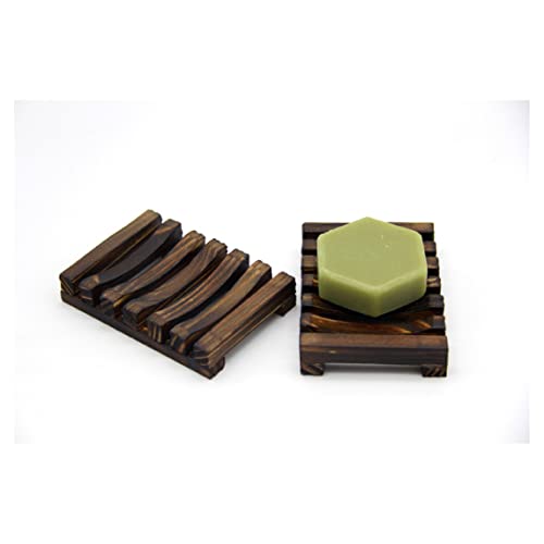 WeddHuis Natürliche Bambus Seifenschale Set - 2 Stück, Handgefertigt aus Holz, ideal für Bad Waschbecken Deck, Seifenhalterung von WeddHuis