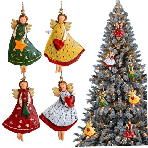 Engel Weihnachtsschmuck, hängende Engelsverzierung für Weihnachtsbaum 4pcs Retro Iron Art Engel Weihnachtsschmuck Engel Weihnachtsschmuck, hängende Engelsverzierung für Weihnachtsbaum 4pcs Retro Iron Art Engel Weihnachtsschmuck von Weddflower