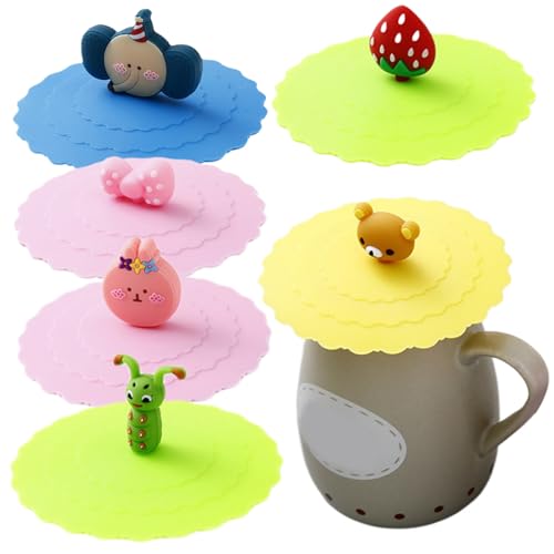 Silikonbecherabdeckungen 6pcs Anti-Staub farbenfrohe Getränkeabdeckungen niedliche tierische Silikon-Kaffeetasse Deckel wiederverwendbares luftdicht Silikonbecherabdeckungen 6pcs Anti-Staub farbenfrohe Getränkeabdeckungen niedliche tierische Silikon-Kaffeetasse Deckel wiederverwendbares luftdicht von Weddflower
