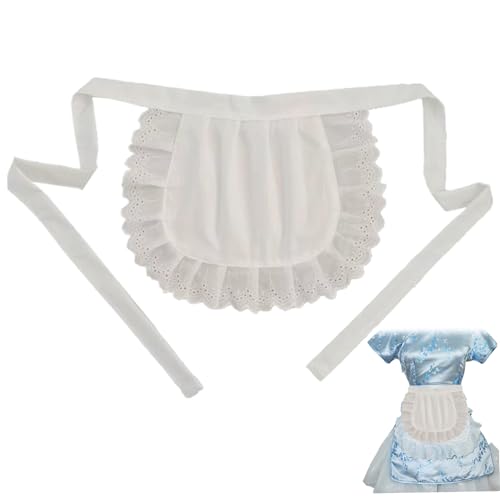 Weiße Dienstmädchenschürze, gekräuselte Dienstmädchenschürze Kostüm mit einstellbarem Riemen, 11 x 11 Zoll Taillenschürze für Frauen, halbe Schürze für Cosplay Weiße Dienstmädchenschürze, gekräuselte Dienstmädchenschürze Kostüm mit einstellbarem Riemen, 11 x 11 Zoll Taillenschürze für Frauen, halbe Schürze für Cosplay von Weddflower