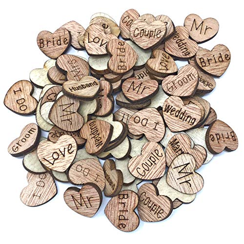 15 mm Hochzeit Mix Love Herzen aus Holz Shabby Chic Craft Scrapbook Vintage Konfetti Herzen, holz, beige, 15 mm von Wedding Touches