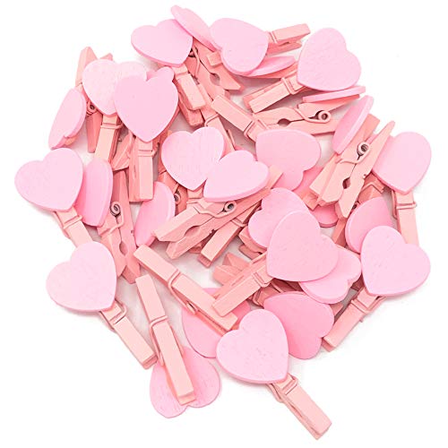 30 mm pink Mini-Wäscheklammern mit passenden 18 mm rosa Herzen Craft für Shabby Chic Hochzeit 50 Stück von Wedding Touches