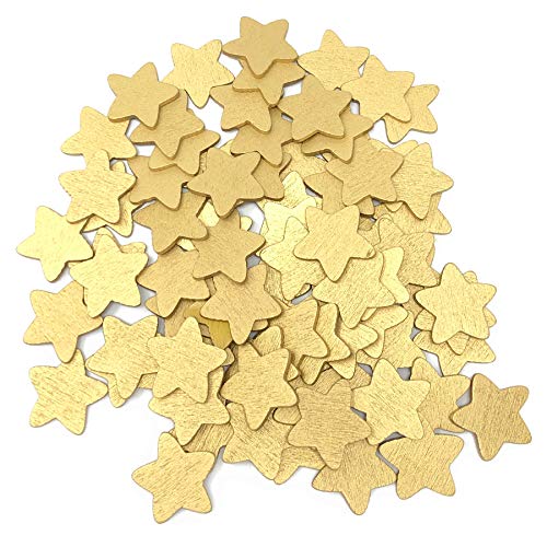 50 Stück Holzsterne Gold 18 mm Sterne aus Holz Shabby-Chic-Stil, für Basteln Scrapbooking, Vintage-Stil von Wedding Touches