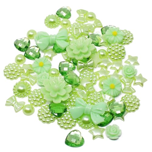 80 gemischte grüne Shabby-Chic-Harz-flache Rückseite – frische Bastelverzierungen für Karten und künstlerische Projekte von M&HONG