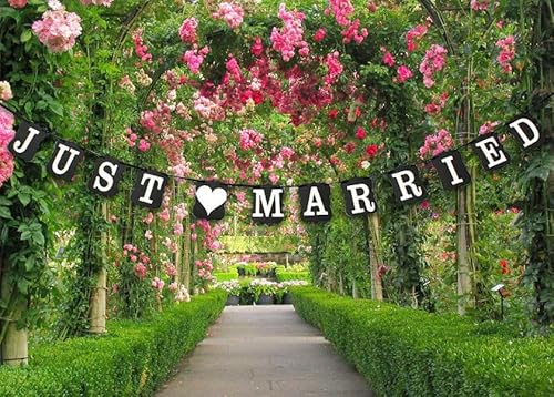 Just Married Hochzeit Wimpelkette Foto Prop – Schwarz Girlande Design von Wedding Touches