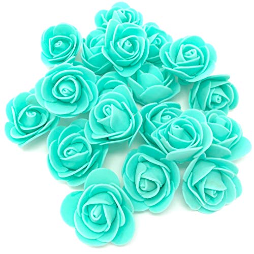 Rosenblüten aus Schaumstoff, türkisfarben, 30 mm, zur Dekoration und für Bastelarbeiten, Schaumstoff, türkis, 30 mm von Wedding Touches