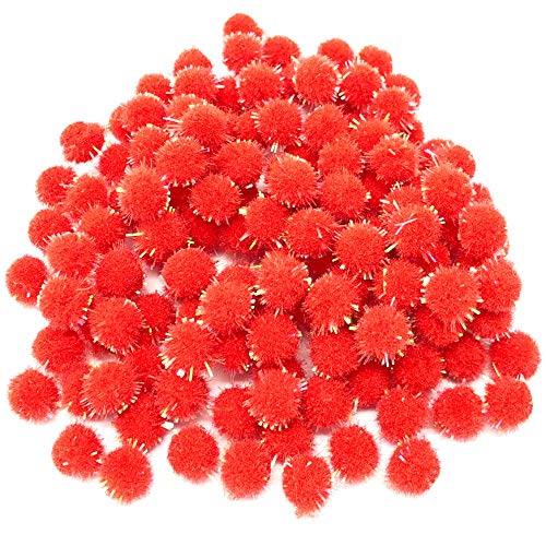 Wedding Touches Mini Pompons mit Glitzer, klein, flauschig, 10 mm, Rot, Textil, rot, 10 mm von Wedding Touches