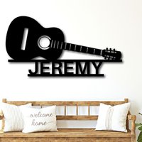 Benutzerdefinierte Gitarre Metallwandkunst, Gitarrengeschenke Für Ihn Ehemann Freund, Personalisiertes Gitarrenspieler-Namensschild von WeddingFavorsandDeco