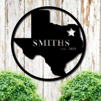 Familie Namensschild Metall Texas Zeichen Für Dekor, Nachname Metallschild Metallwandkunst, State Von Texas, Star von WeddingFavorsandDeco