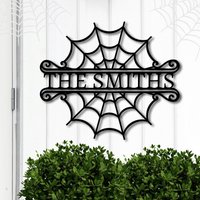 Halloween Türschild ~ Spinnennetz Kranz Deko Metallschild Spinne Personalisiert Custom Schilder von WeddingFavorsandDeco