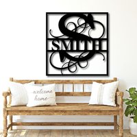 Metall Nachname Familienschild, Personalisiertes Namensschild, Spaltmonogramm Metallschild, Metallschilder Für Outdoor, Personalisiert von WeddingFavorsandDeco
