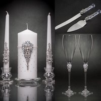 Hochzeitsflöten Tortenhalter Und Messer Silber Sektflöten Braut Bräutigam Flöten Einheitskerze Set von WeddingTableStudio