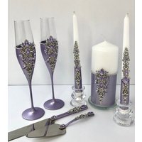 Lavendel Hochzeit Flöten Gläser Lila Sektgläser Braut Bräutigam Toasting Jahrestag Sektflöte von WeddingTableStudio