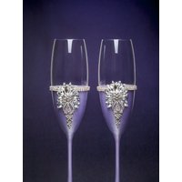 Lavendelhochpflaume Hochzeitsgläser Purple Champagner Flöten Lavender Braut Groom Gläser Toasting Flutes Jubiläum Champagner-Flöte von WeddingTableStudio