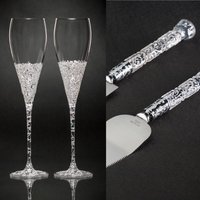 Personalisierte Hochzeit Flöten Tortenheber Messer Weiß Champagner Braut Bräutigam Gläser Toasten Lavendel von WeddingTableStudio