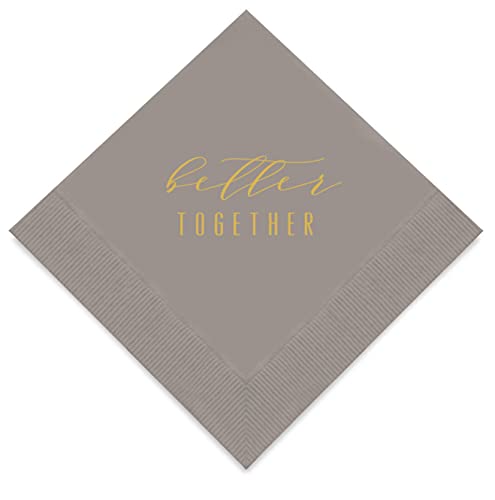 Weddingstar Cocktail-Servietten, 3-lagig, Goldfolie, Zinn – Better Together von Weddingstar