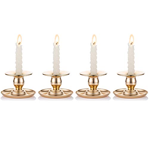 NUPTIO 4 Stück Metallkegel Kerzenhalter, Esszimmer Mittelstücke 6.4cm Hoch, kerzenständer Teelichthalter Gold für Weihnachten Deko, Hochzeiten Party Favor Reki Meditation von NUPTIO