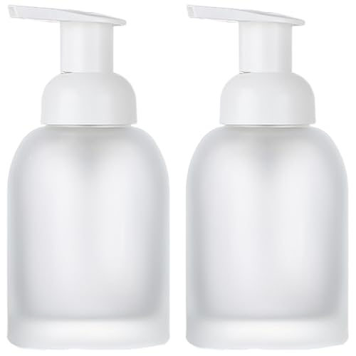 2 Stück Schaumseifenspender 250 ml/15 oz Glas-Seifenspender mit Pumpe nachfüllbar auslaufsicher schäumender Handseifenspender für Bad und Küche Duschgel Glas-Seifenspender mit Pumpe von Wedhapy
