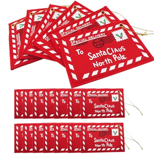 20 Stück Weihnachtsgeldbörsen und -umschläge rote Weihnachtsmann-Umschläge mit Seil zum Aufhängen Brief an den Weihnachtsmann bestickter Filz Weihnachtssüßigkeiten-Geschenkkartenhalter Taschen von Wedhapy
