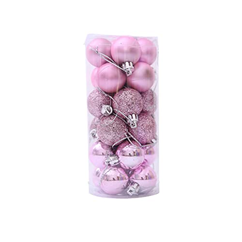 24 Stück Weihnachtsdekorationskugeln Weihnachtskugeln praktische Kunststoffkugeln vielseitig verwendbare Ornamente bruchsichere Christbaumkugeln Rosa 3 cm im Durchmesser von Wedhapy