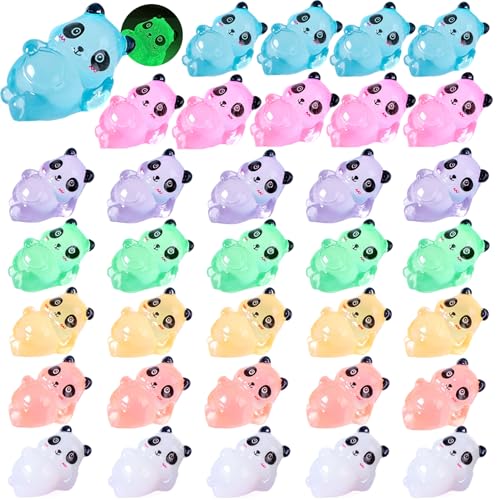 35 PCs Mini Harz Panda -Figuren leuchten in den dunklen winzigen Harztieren gemischte Farben Mini -Figuren in Schüttung für Garten Mikro Landschaft Dollhouse Party Dekor Miniaturfiguren Mini Harz Fig von Wedhapy