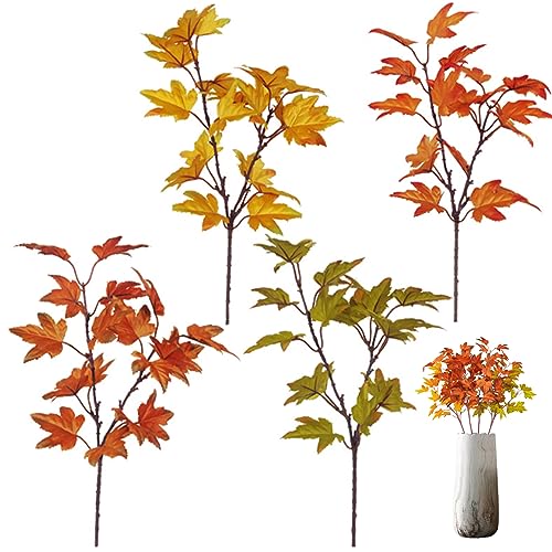 4 Stück künstliche Ahornblätter künstliche Herbstblätter Stängel Pflanzen 39 9 x 23 9 cm Herbstblätter Sträucher künstliche Thanksgiving Dekoration künstliche Herbstblätter Herbstblumen künstlich von Wedhapy
